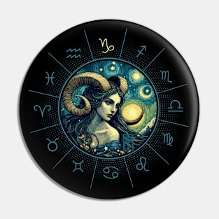 ZODIAC Capricorn - Astrological CAPRICORN - CAPRICORN - ZODIAC sign - Van Gogh style - 9 Pin