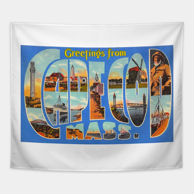 Greetings From Cape Cod Mass Vintage Large Letter Postcard