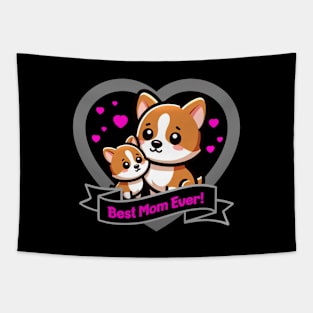 Best Mom Ever Cute Corgis Tapestry