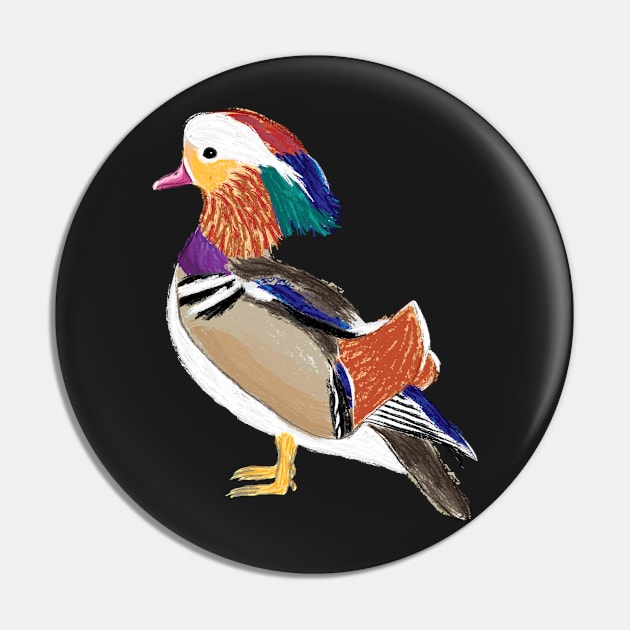 Nice Artwork showing a Mandarin Duck III Pin by JDHegemann