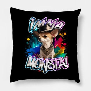 Imma Monsta! Mexican Dog | Blacktee | by Asarteon Pillow