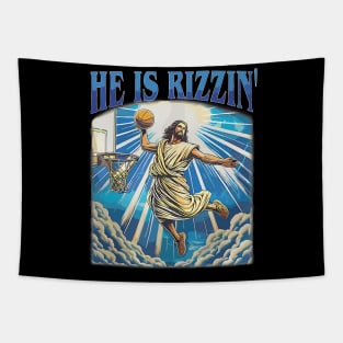He Is Rizzin' Christian Juses Basketbal Happy Easter Tapestry
