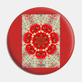 Bumble Bees Red Roses Floral Pattern Mandala Pin