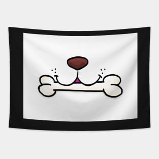Dog Mouth With Bone Face Mask (White) Tapestry