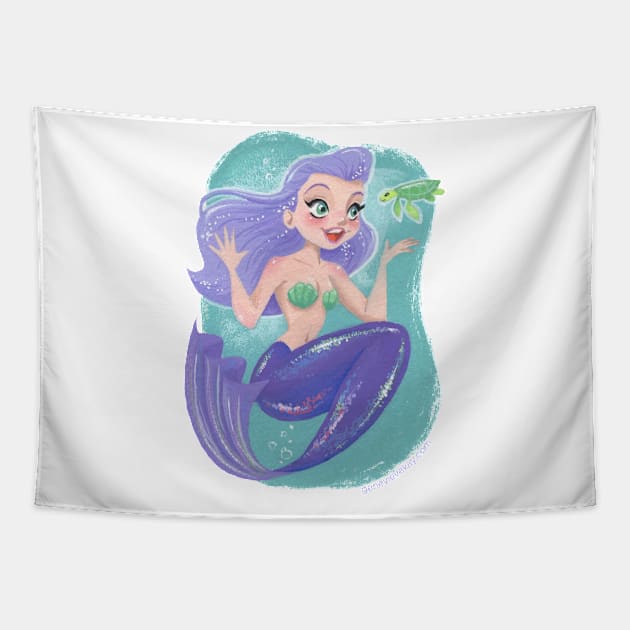 Cheerful Mermaid Tapestry by GenevieveKay