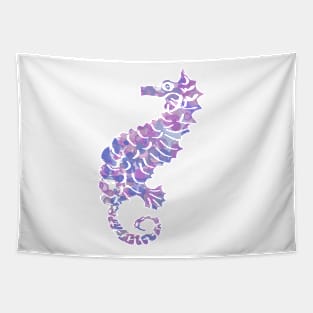 Seahorse Design in Purple and Pink Paint Splatter Tapestry