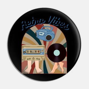 Retro Vibes Cassette and Record 80's and 70's theme Pin