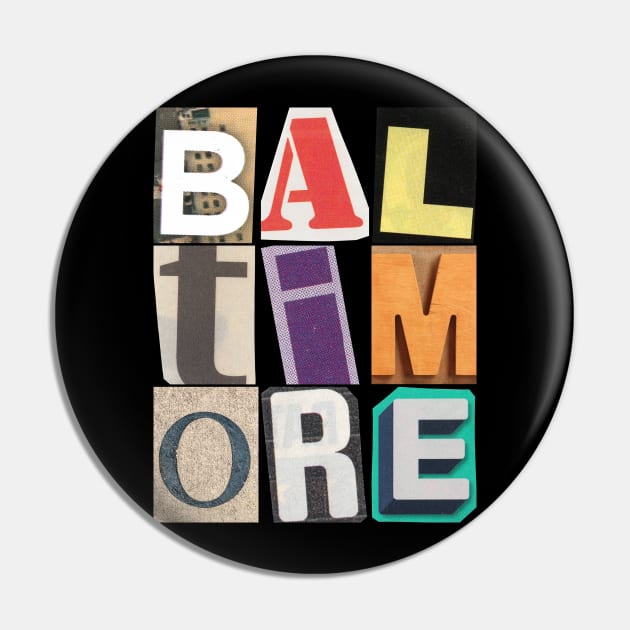 ABSTRACT BALTIMORE WITH VINTAGE LETTERS DESIGN Pin by The C.O.B. Store