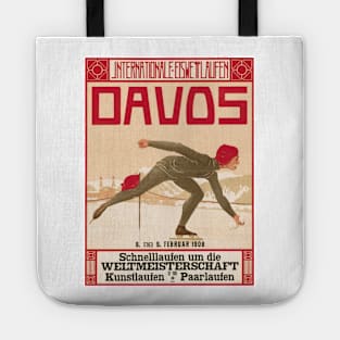 Davos, Switzerland: 1908 Speed Skating World Championship - Vintage Swiss Poster Tote