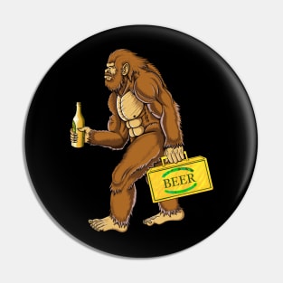 Bigfoot drinking beer Pin