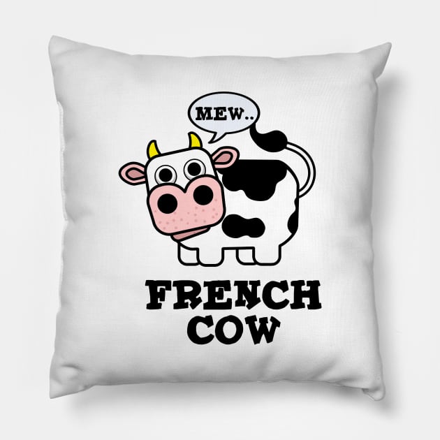 French Cow Cute Animal Pun Pillow by punnybone