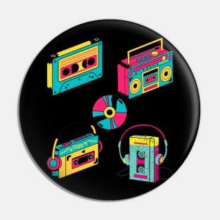 Music Retro art Colorful Cassettes tape Design Pin