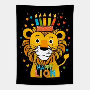 Happy Birthday Lion Kids Tapestry