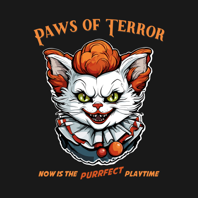 Paws of Terror, Horror Halloween Cat by Kingrocker Clothing