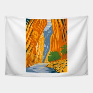 The Narrows of Zion Canyon on the North Fork of the Virgin River Zion National Park Utah WPA Poster Art Tapestry