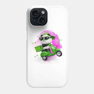 Cute Panda Riding Green Scooter - Adorable Panda - Kawaii Panda Phone Case