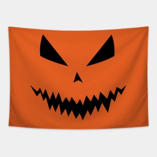 Halloween Jack OLantern cool scary evil pumpkin face black on orange Tapestry