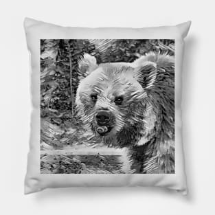 AnimalArtBW Bear 001 Pillow