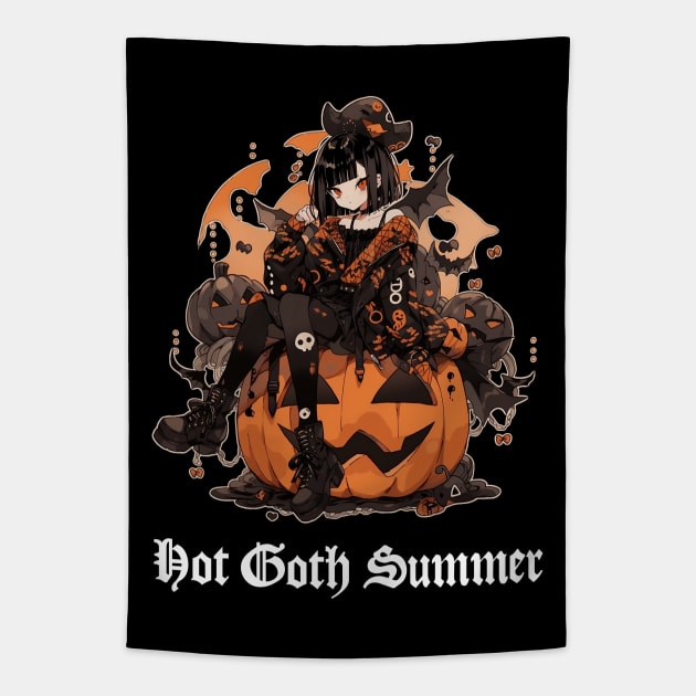 Hot Goth Summer - Kawaii Halloween Girl Tapestry by Seraphine