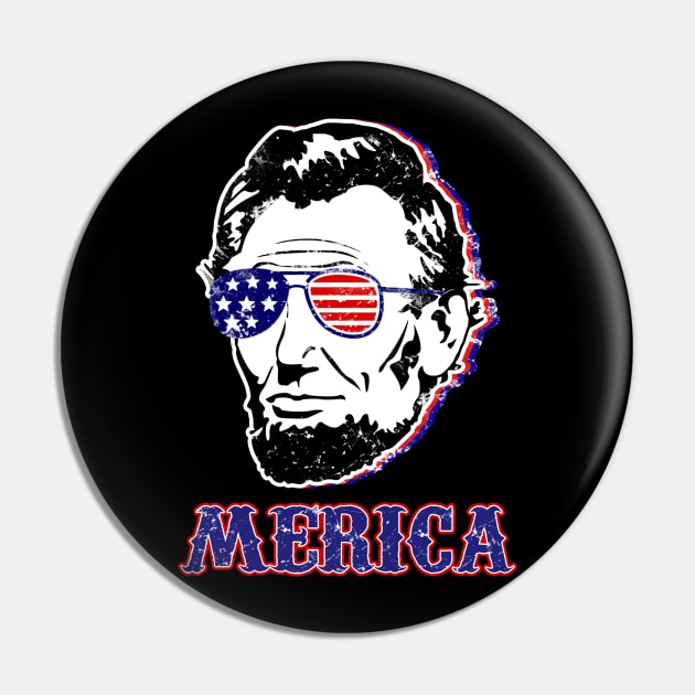 Lincoln Merica 4th of July Abe Lincoln American flag Gifts Pin by Scar