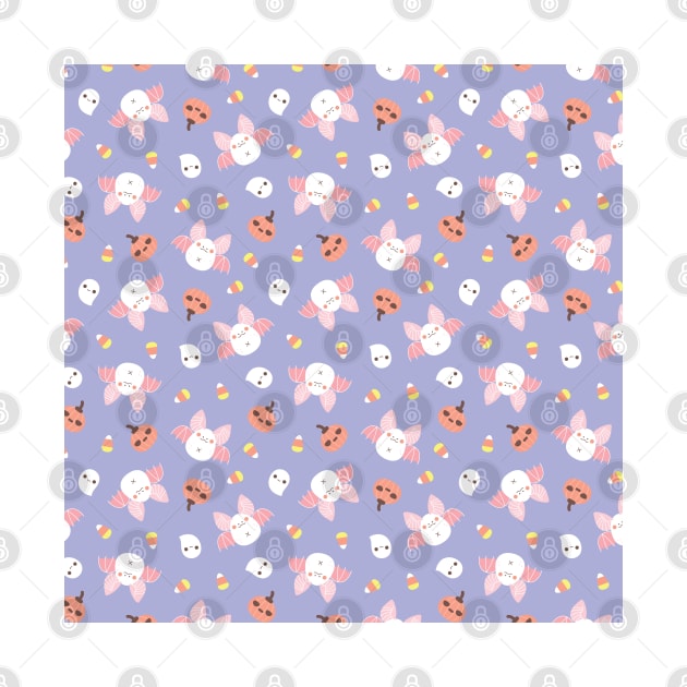 Halloween Bat Pattern in Pastel Purple by Noristudio