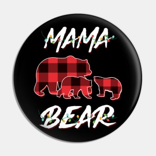 Mama Bear Red Plaid Christmas Pajama Matching Family Gift Pin