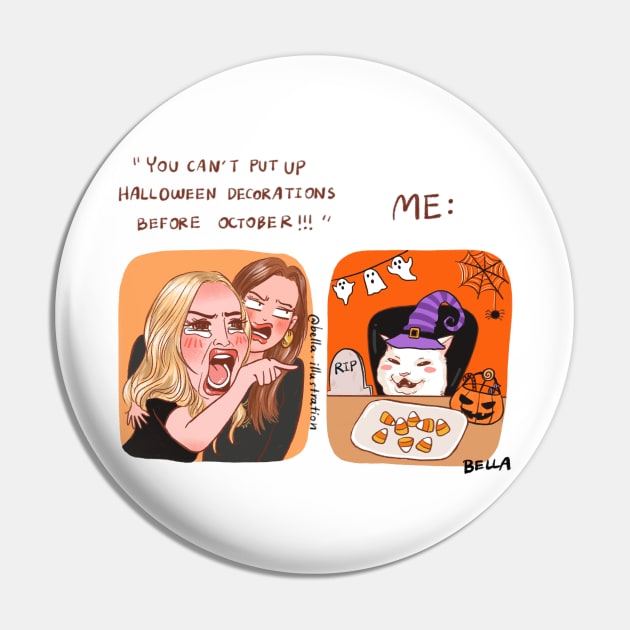 Halloween Cat Meme Pin by Bella Illustration 