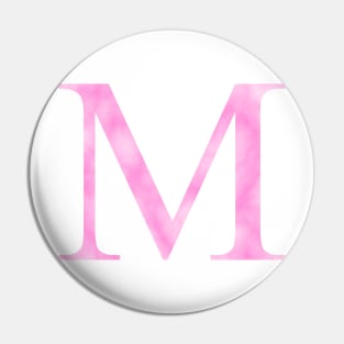 Watercolor Letter M Vibrant Light Pink Pin