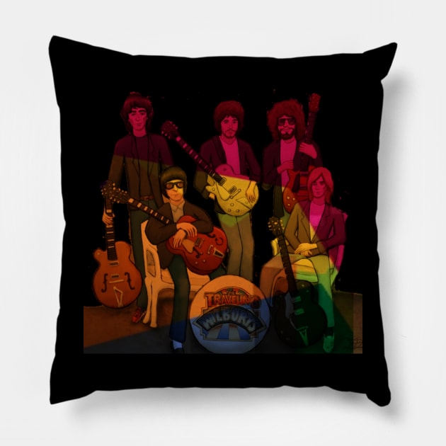 Traveling Wilburys - Wpap Vintage Pillow by Hi.Nawi