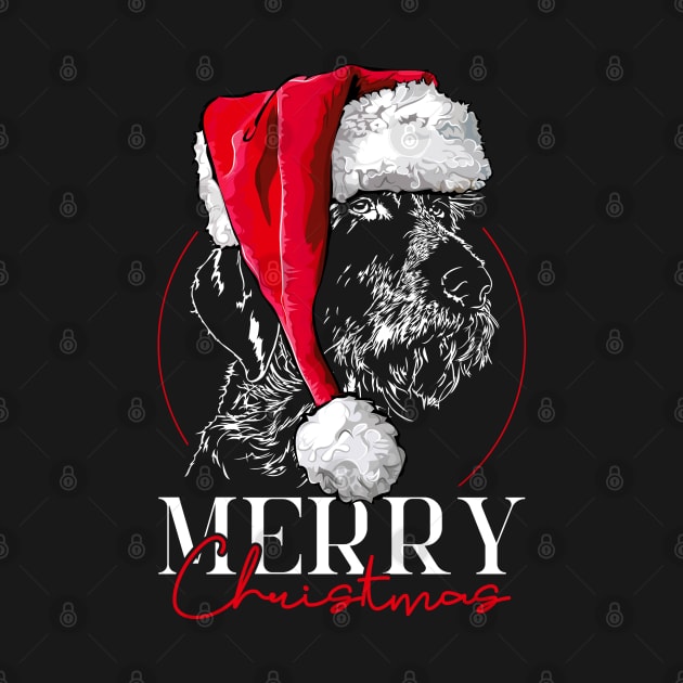 Santa German Wirehaired Pointer Merry Christmas dog by wilsigns
