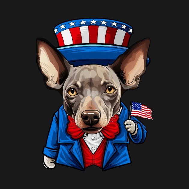 Funny 4th of July Hairless Terrier Dog by whyitsme