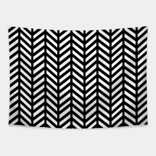 Herringbone Pattern - Black Tapestry