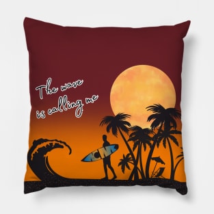 Surfing st sunset Pillow