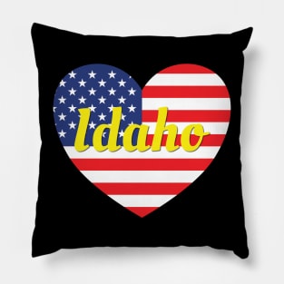 Idaho American Flag Heart Pillow