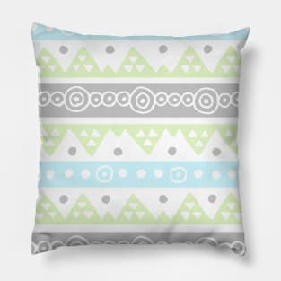 Mint Blue grey hand Drawn Tribal Pillow