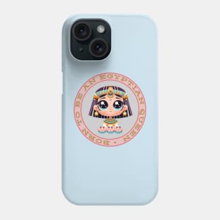 Cute, cartoon-style Egyptian queen in a vintage-look badge Phone Case