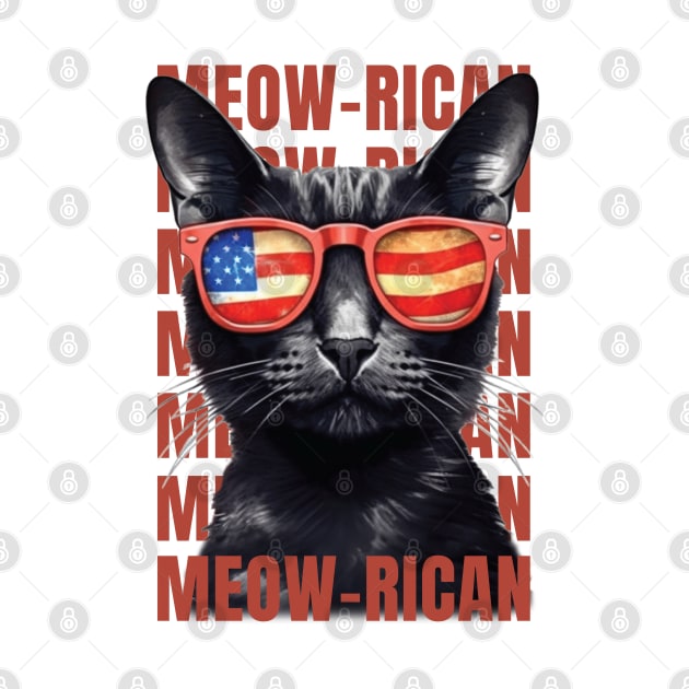 Meow-rican: Patriotic Cat Independence Day T-Shirt by Mister Graffiti