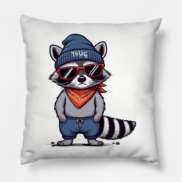 Thug raccoon Life Pillow by fikriamrullah