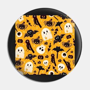 Colourful orange halloween pattern Pin