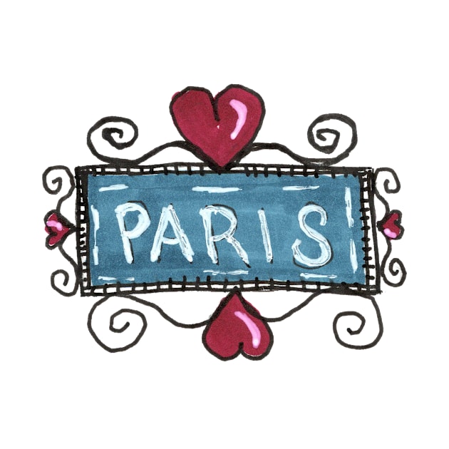 Paris Delights on White Background by MarcyBrennanArt by MarcyBrennanArt