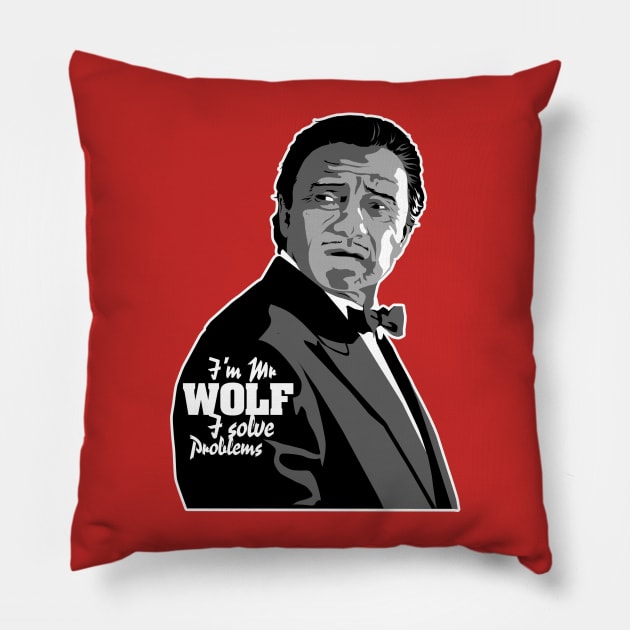 Mr Wolf (Pulp Fiction) Pillow by mosgraphix