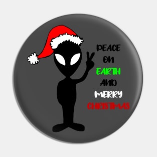 Aliens say peace on earth and merry Christmas Pin