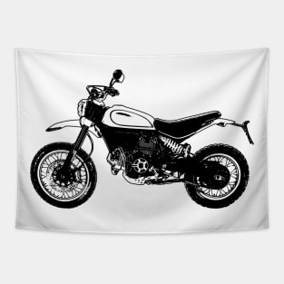 Scrambler Bike Side View Sketch Art Tapestry