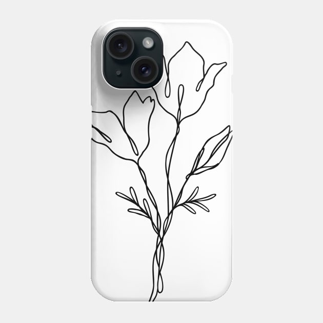 Wildflower Line Art | Floral Botanical Minimalist Lineart Phone Case by RachelFCreative