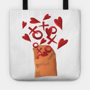 Send Love. Happy Snail Mail Envelope with Hearts, X's and O's. (White Background) Tote