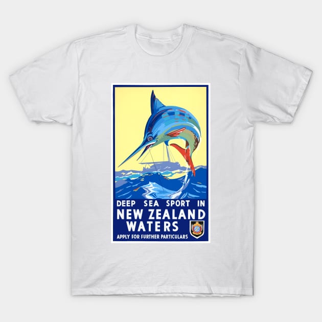 Vintage Travel Poster Deep Sea Sport in New Zealand Waters - Deep
