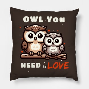 Cute Owl lovers Valentine Couple Pillow