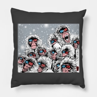 3D Snow Monkeys Pillow