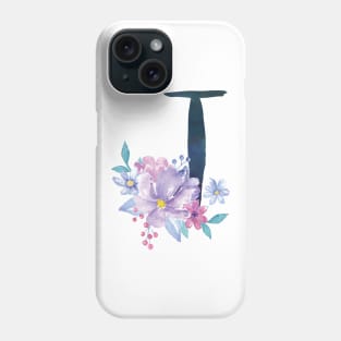 Floral Monogram T Pretty Lilac Bouquet Phone Case