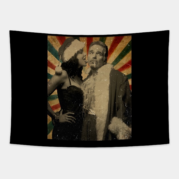 Bad Santa // Photo Vintage Retro Look Fan Design Tapestry by Janji Joni